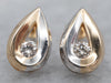 Two Tone Teardrop Diamond Earrings