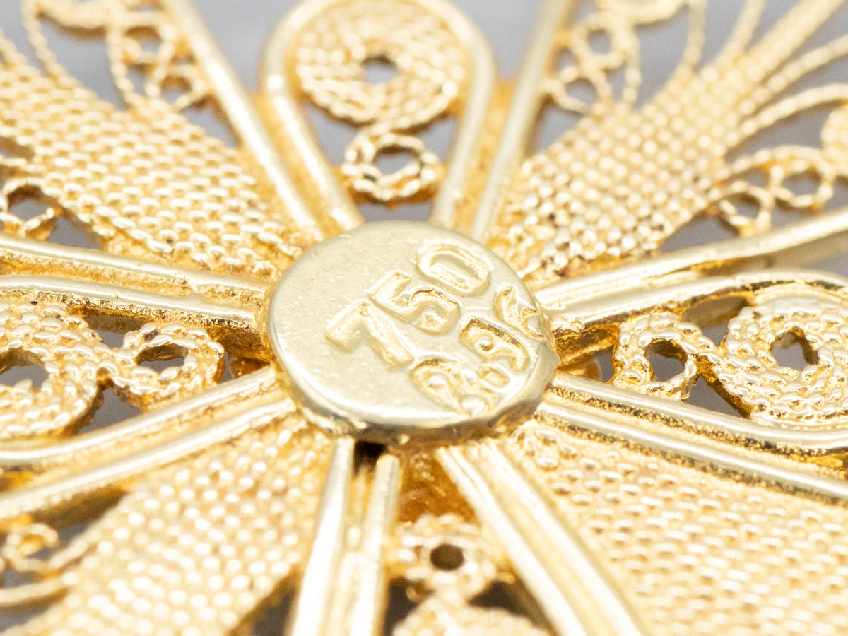 Ornate Gold Filigree and Ruby Cross