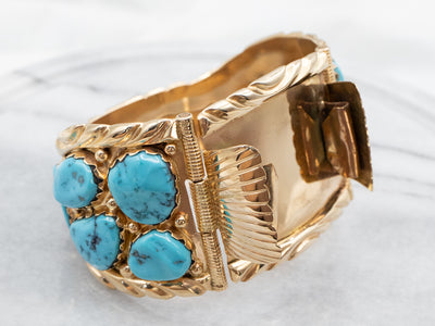 Bold Ben Touchine Turquoise and Gold Watch Cuff