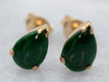 Teardrop Jadeite and Gold Stud Earrings