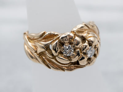 Vintage Gold Floral Diamond Ring