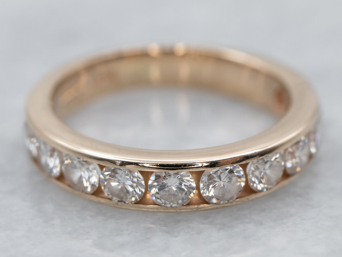 Alianza de boda unisex con diamantes y engaste de canales