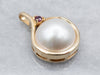 Yellow Gold Pearl and Ruby Pendant