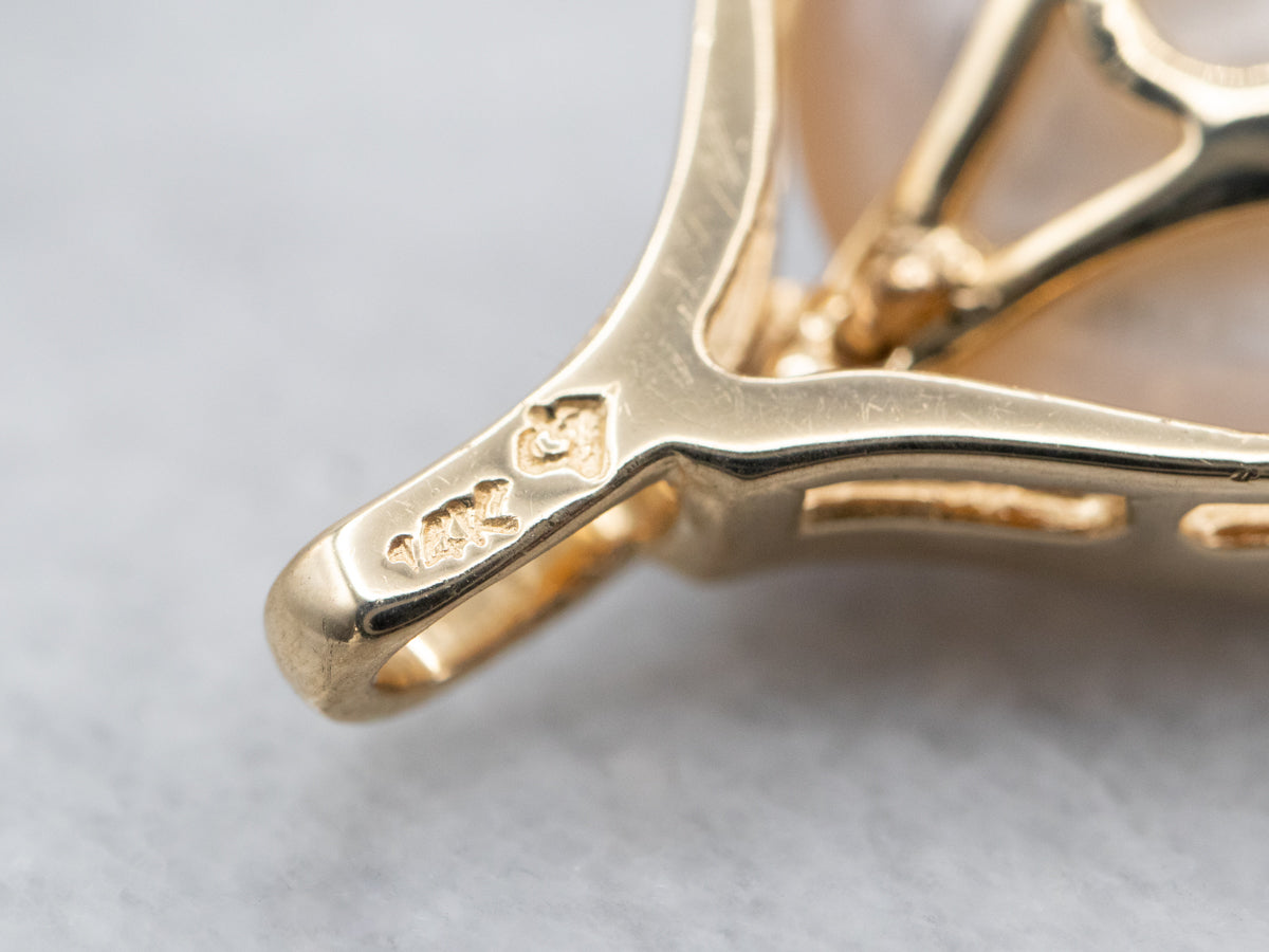 Yellow Gold Pearl and Ruby Pendant