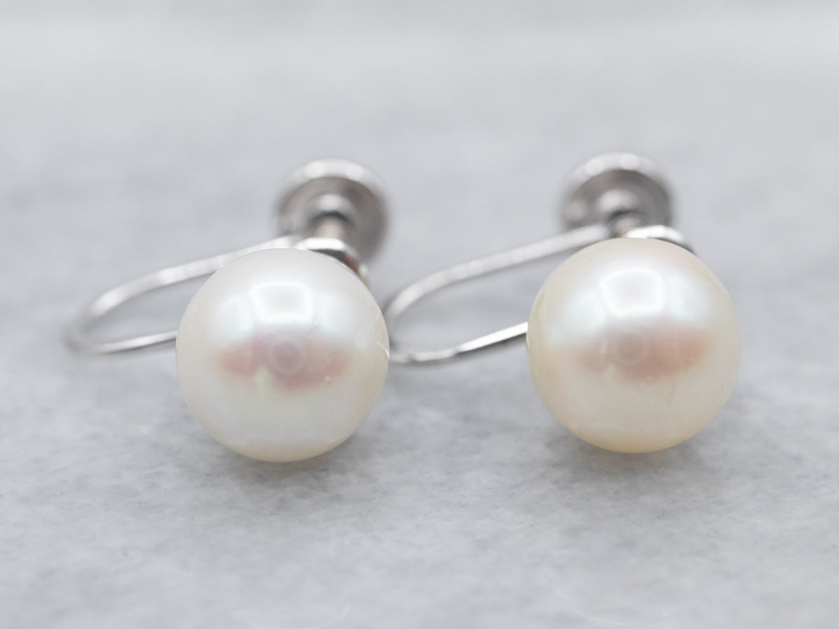 Vintage Pearl Screw Back Earrings