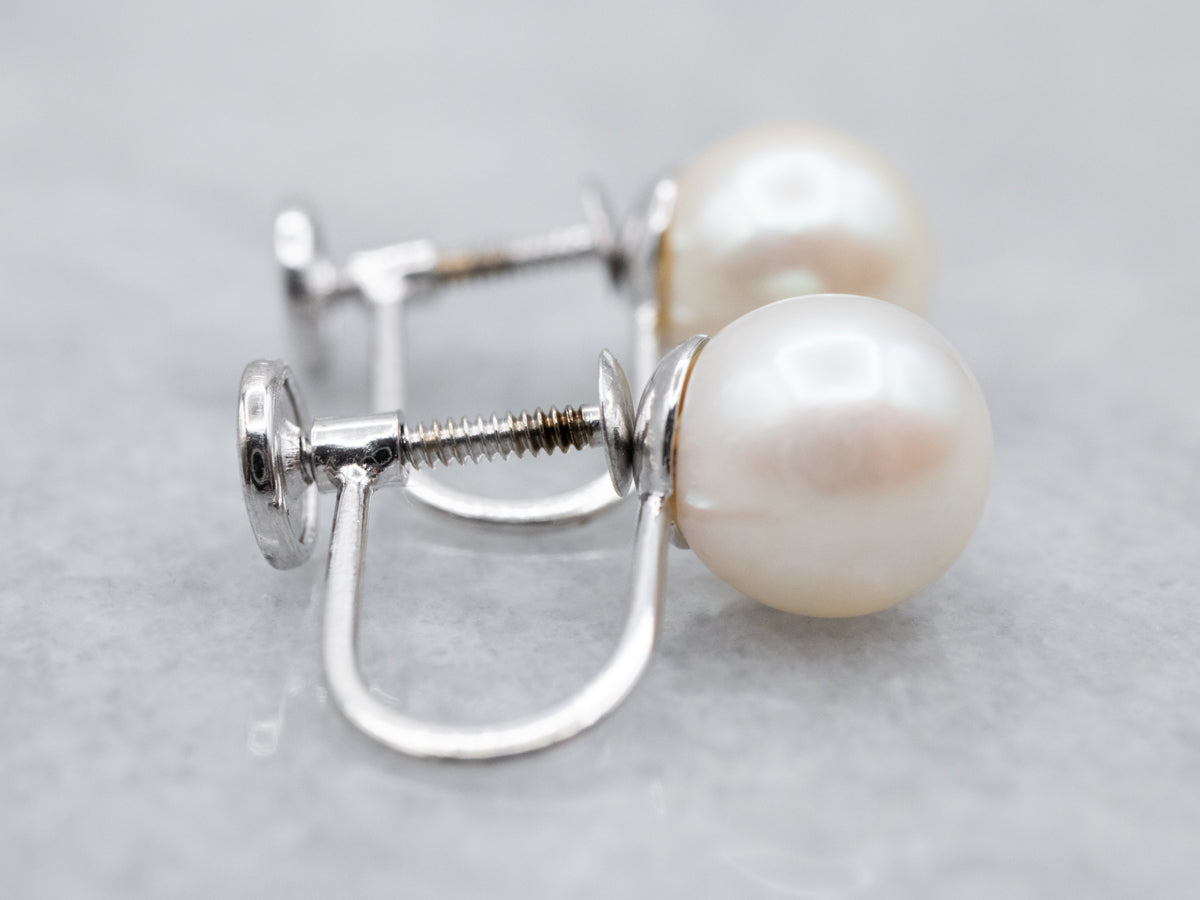 Vintage Pearl Screw Back Earrings