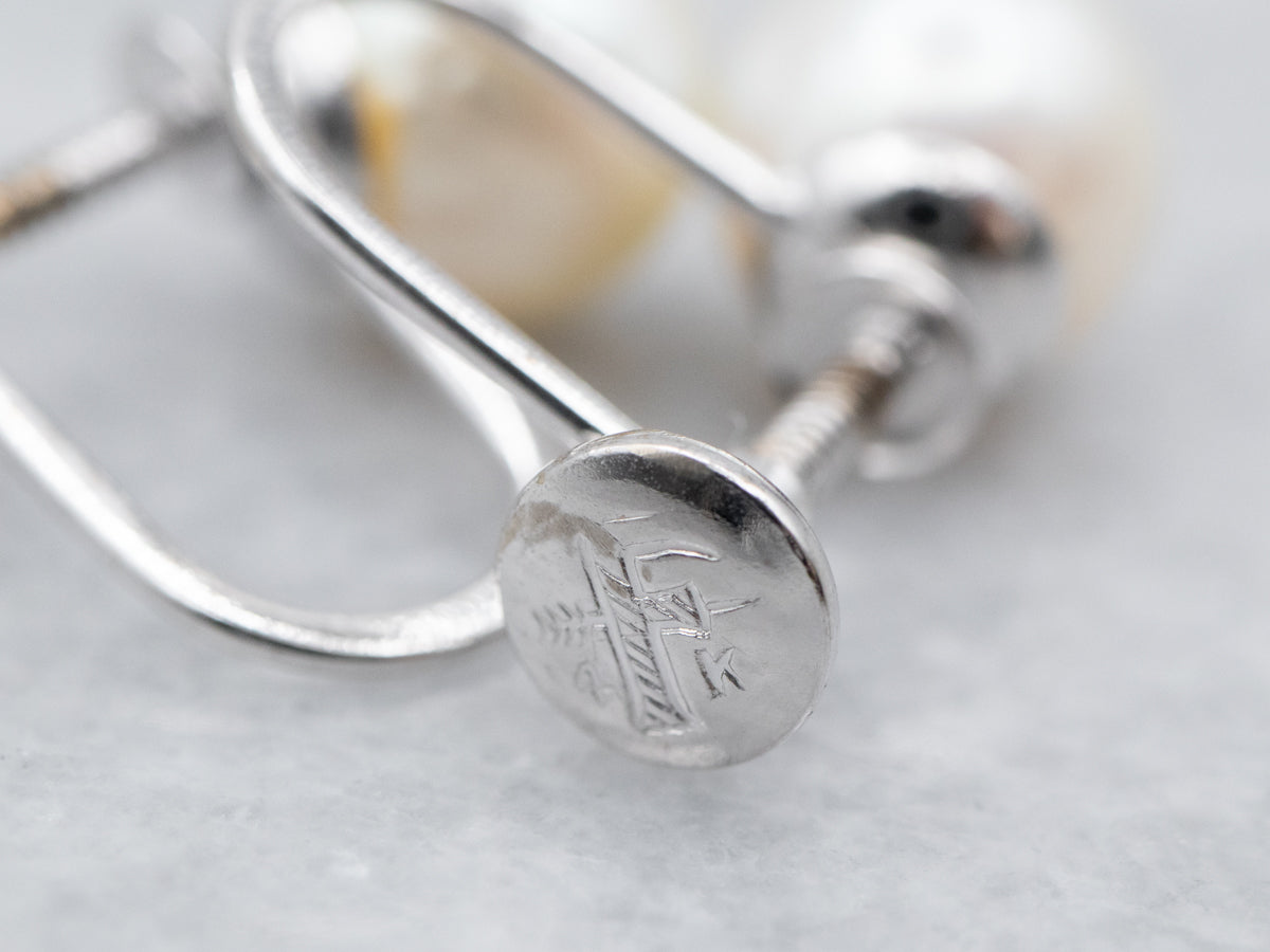 Vintage Pearl Screw Back Earrings