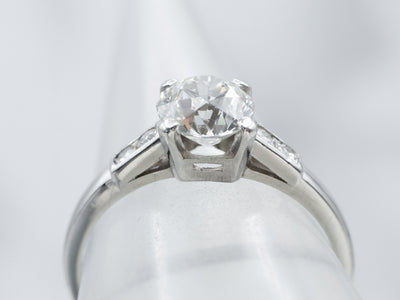 Platinum European Cut Diamond Engagement Ring