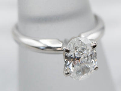 18K Oval-Cut Diamond Solitaire Engagement Ring