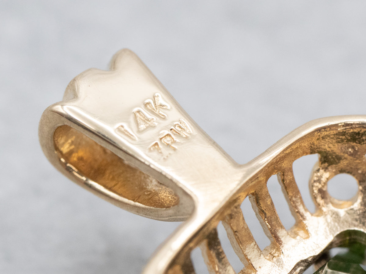 Gold Green Tourmaline Solitaire Pendant