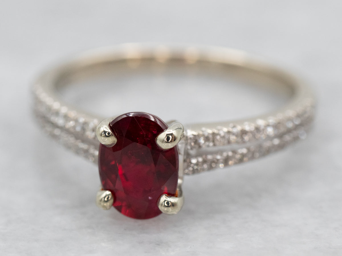 GIA Certified Ruby and Diamond Engagement Ring