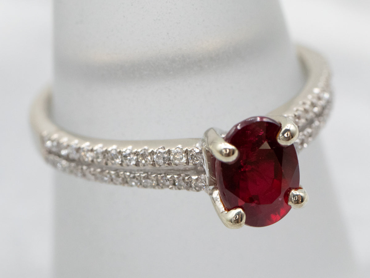 GIA Certified Ruby and Diamond Engagement Ring