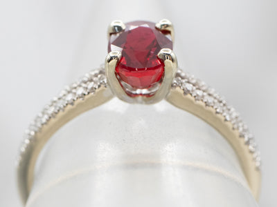 GIA Certified Ruby and Diamond Engagement Ring