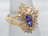 Marquise Tanzanite and Diamond Cluster Ring