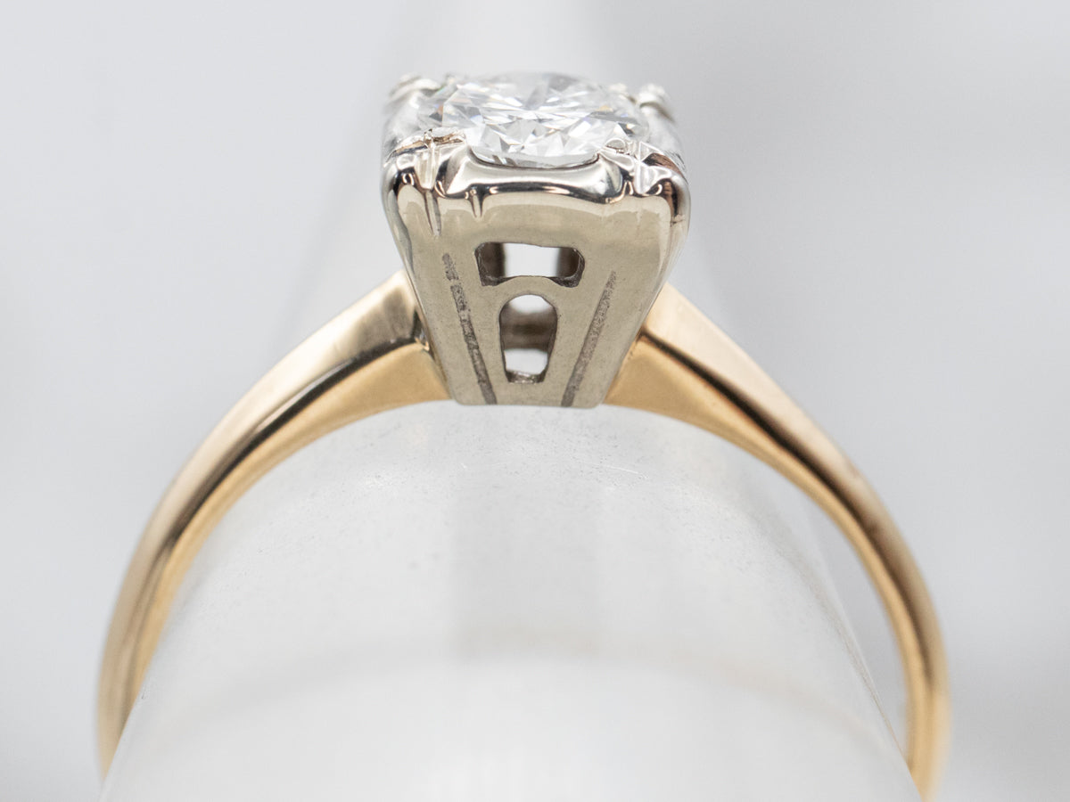 Retro Diamond Gold Engagement Ring
