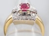 Modern GIA Burmese Natural Ruby and Diamond Engagement Ring