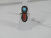 Silver Navajo Ring With Coral And Turquoise Accents
