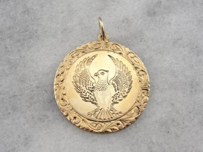 German Eagle Hand Engraved Medallion Pendant
