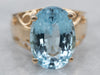 Gold Blue Topaz Filigree Ring