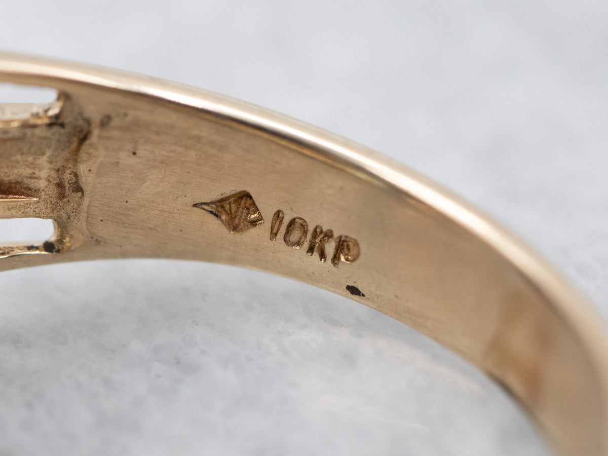 Gold Blue Topaz Filigree Ring