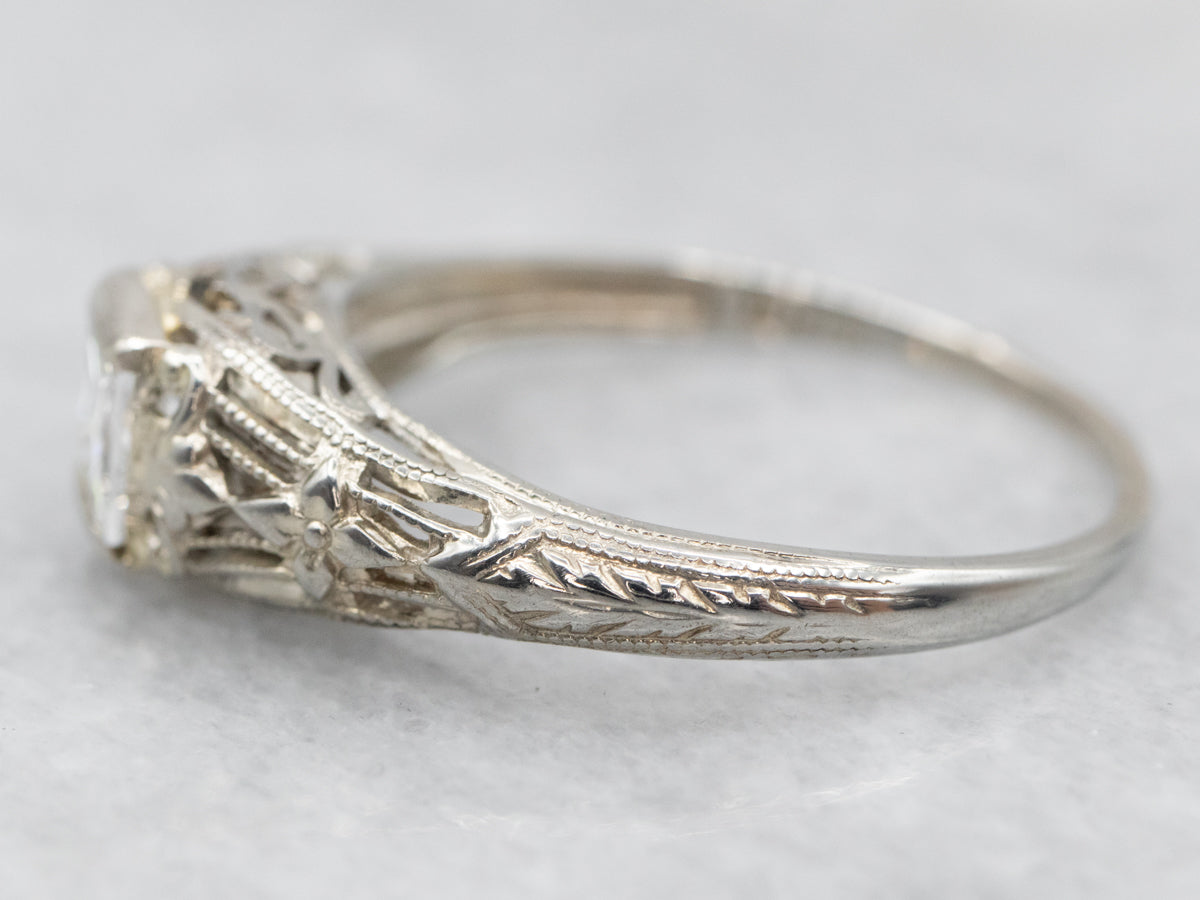 Art Deco Princess Cut Diamond Engagement Ring