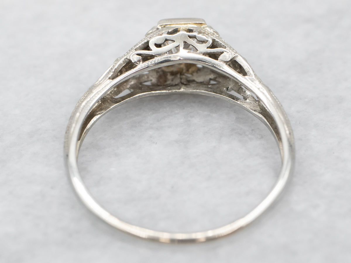 Art Deco Princess Cut Diamond Engagement Ring