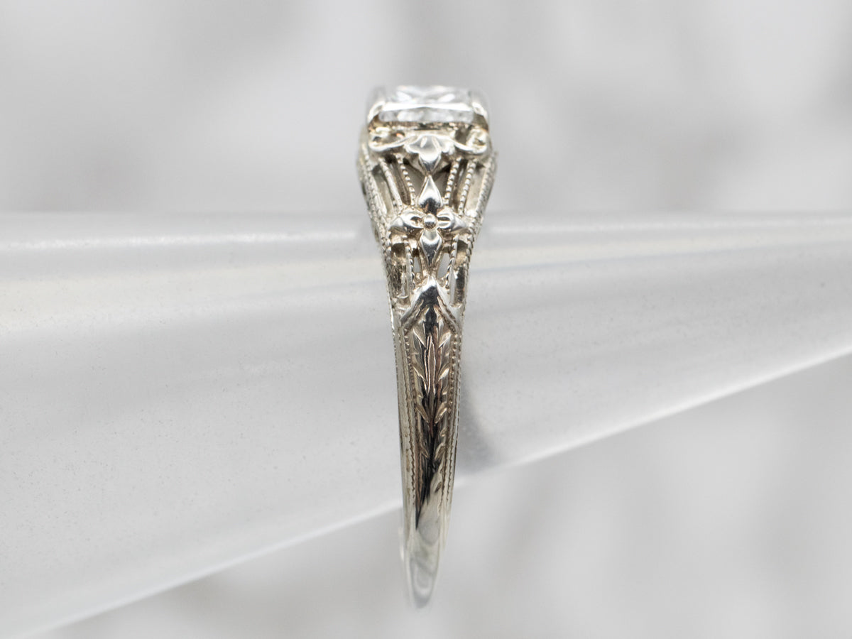 Art Deco Princess Cut Diamond Engagement Ring
