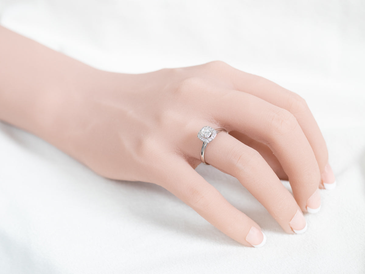 Platinum Diamond Halo Engagement Ring