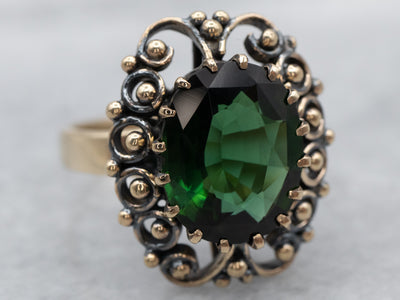 Ornate Green Tourmaline Cocktail Ring