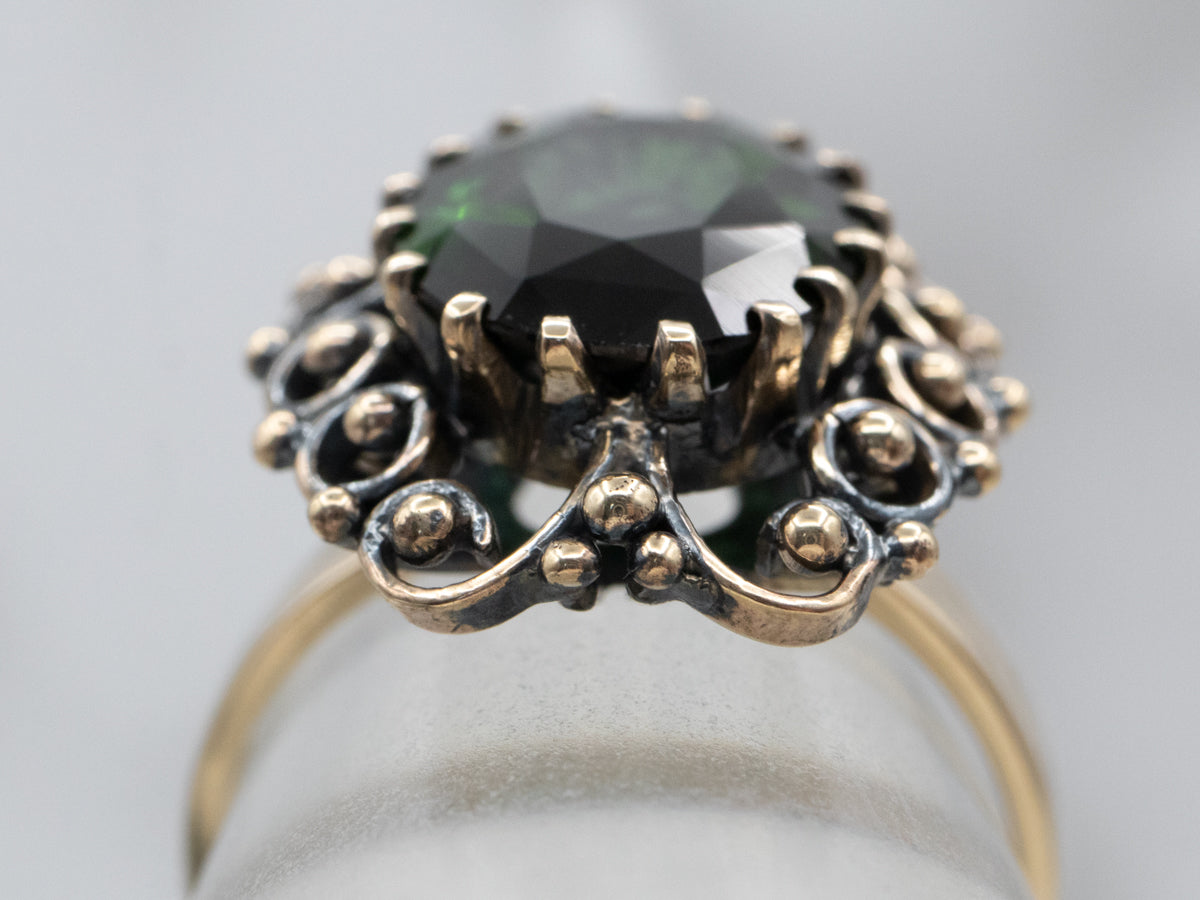 Ornate Green Tourmaline Cocktail Ring
