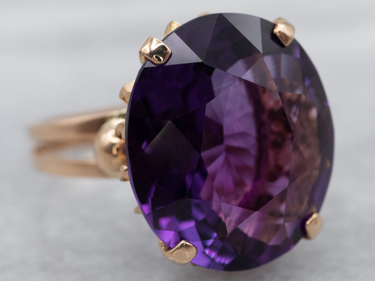18K Gold Amethyst Statement Ring