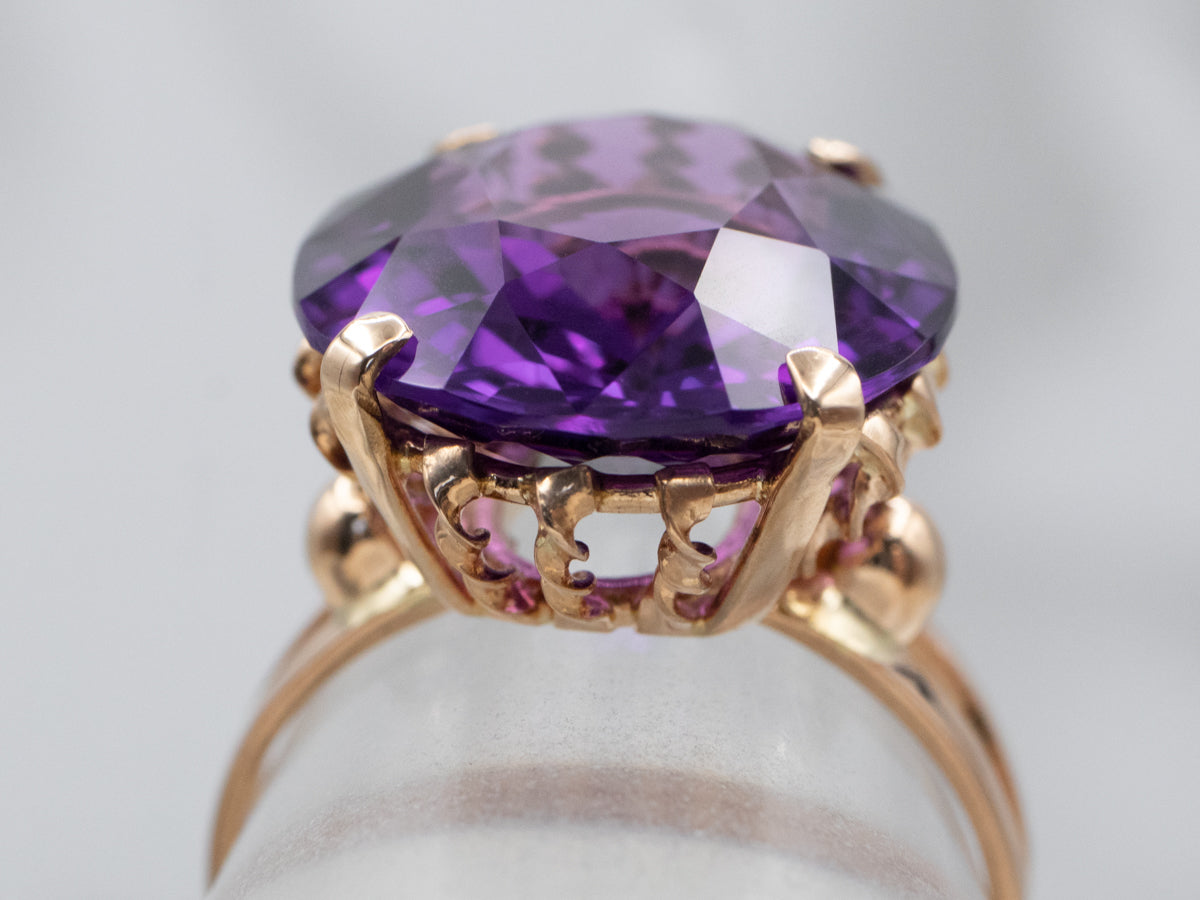 18K Gold Amethyst Statement Ring
