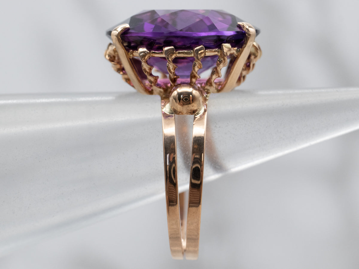 18K Gold Amethyst Statement Ring