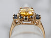 Gold Citrine and Sapphire Halo Ring