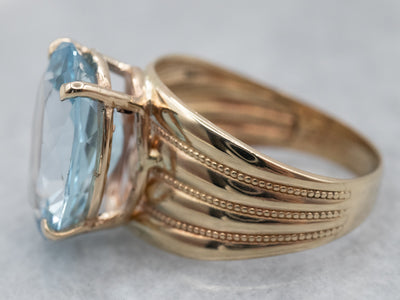 Gold Blue Topaz Cocktail Ring