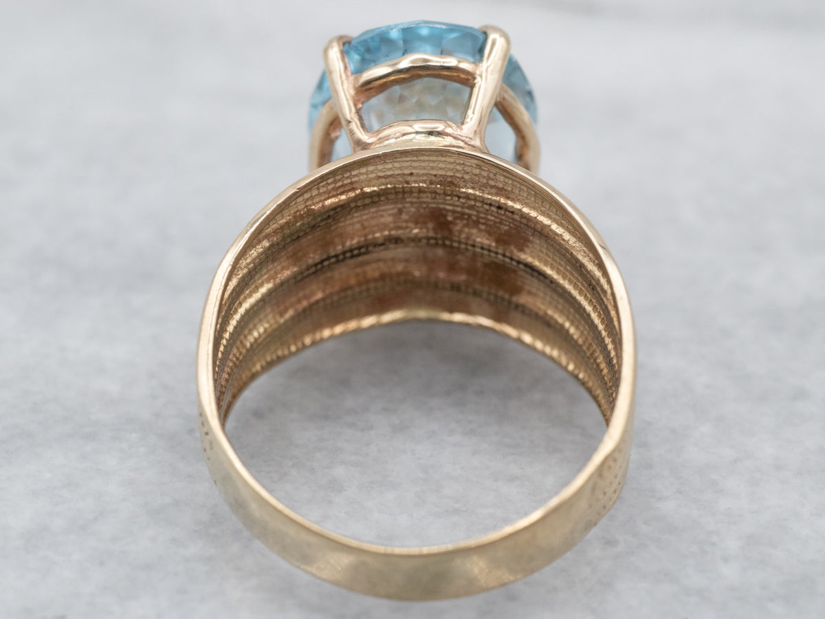 Gold Blue Topaz Cocktail Ring