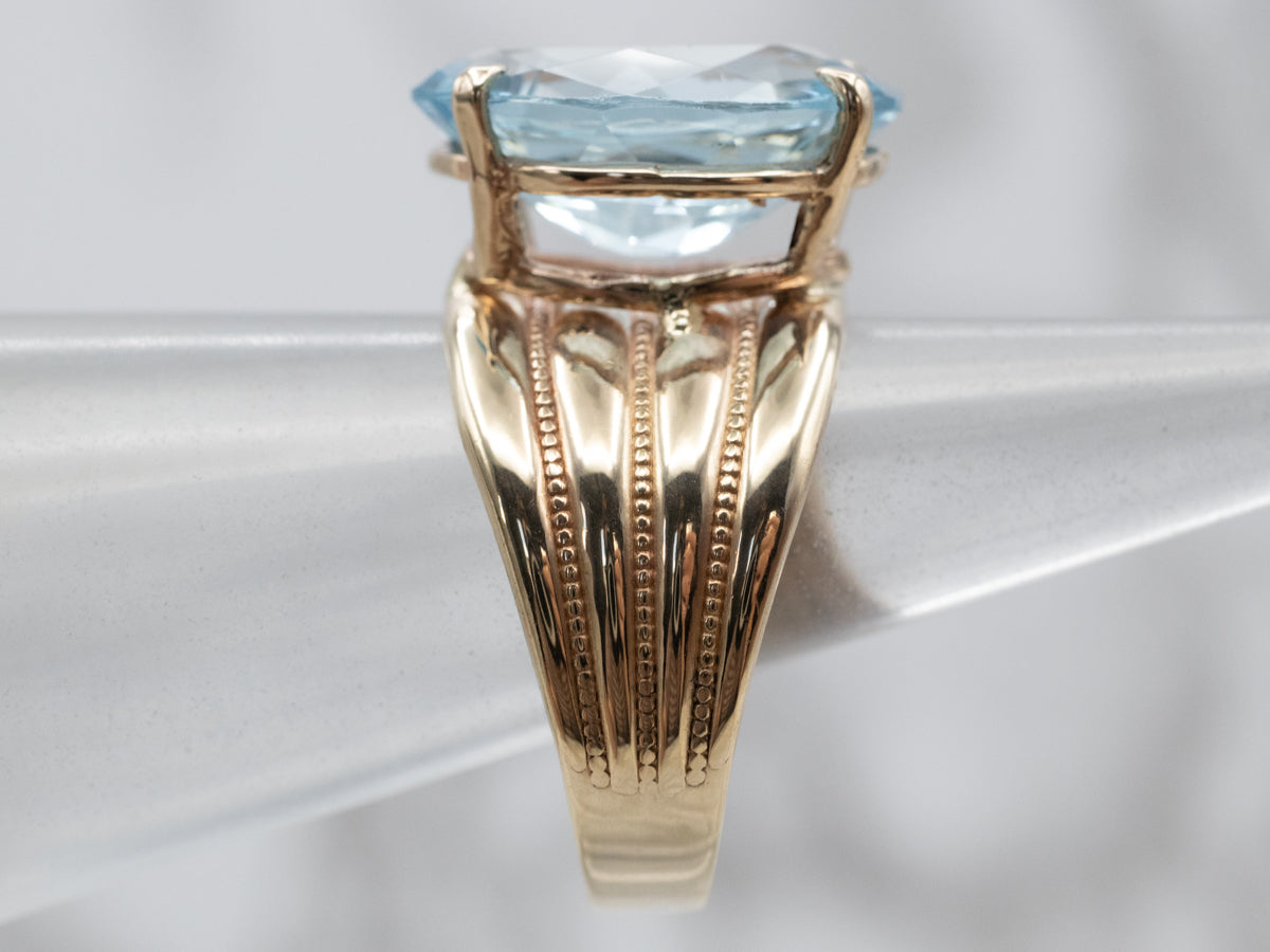 Gold Blue Topaz Cocktail Ring