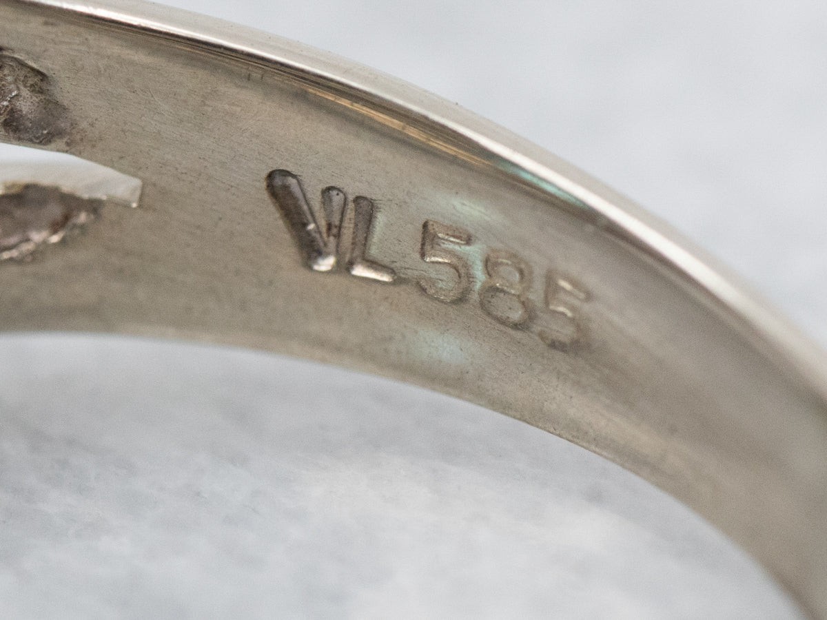 Modernist Blue Zircon Ring in White Gold