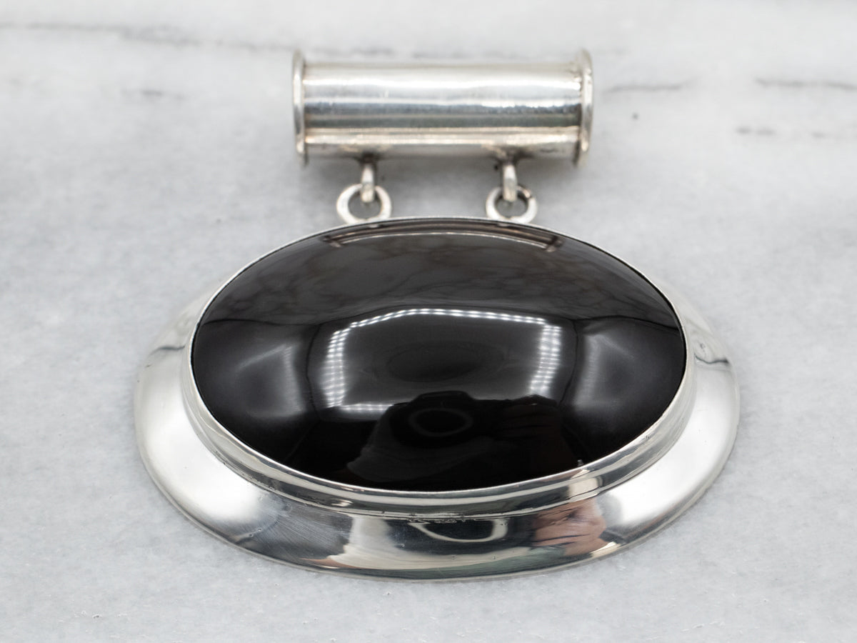 Sterling Silver Large Rainbow Obsidian Pendant