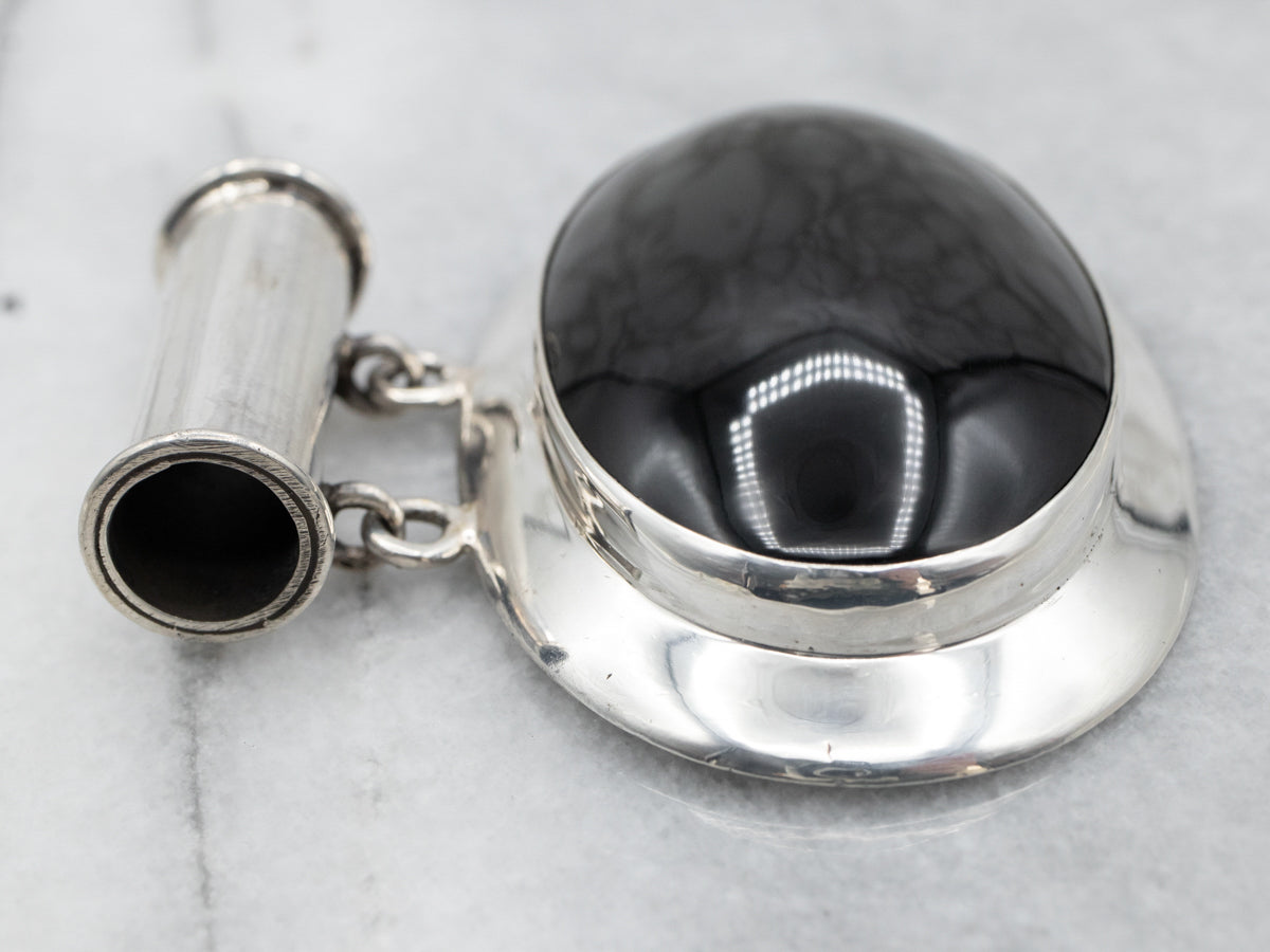 Sterling Silver Large Rainbow Obsidian Pendant