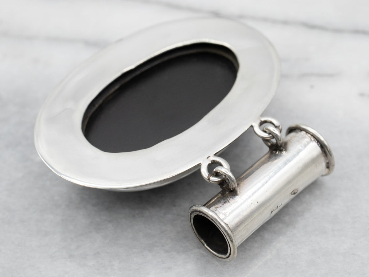 Sterling Silver Large Rainbow Obsidian Pendant