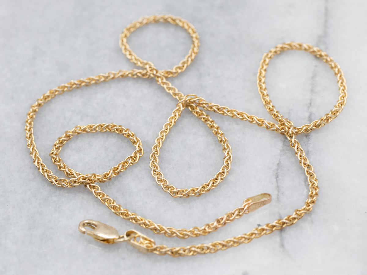 Woven Yellow Gold Wheat Chain