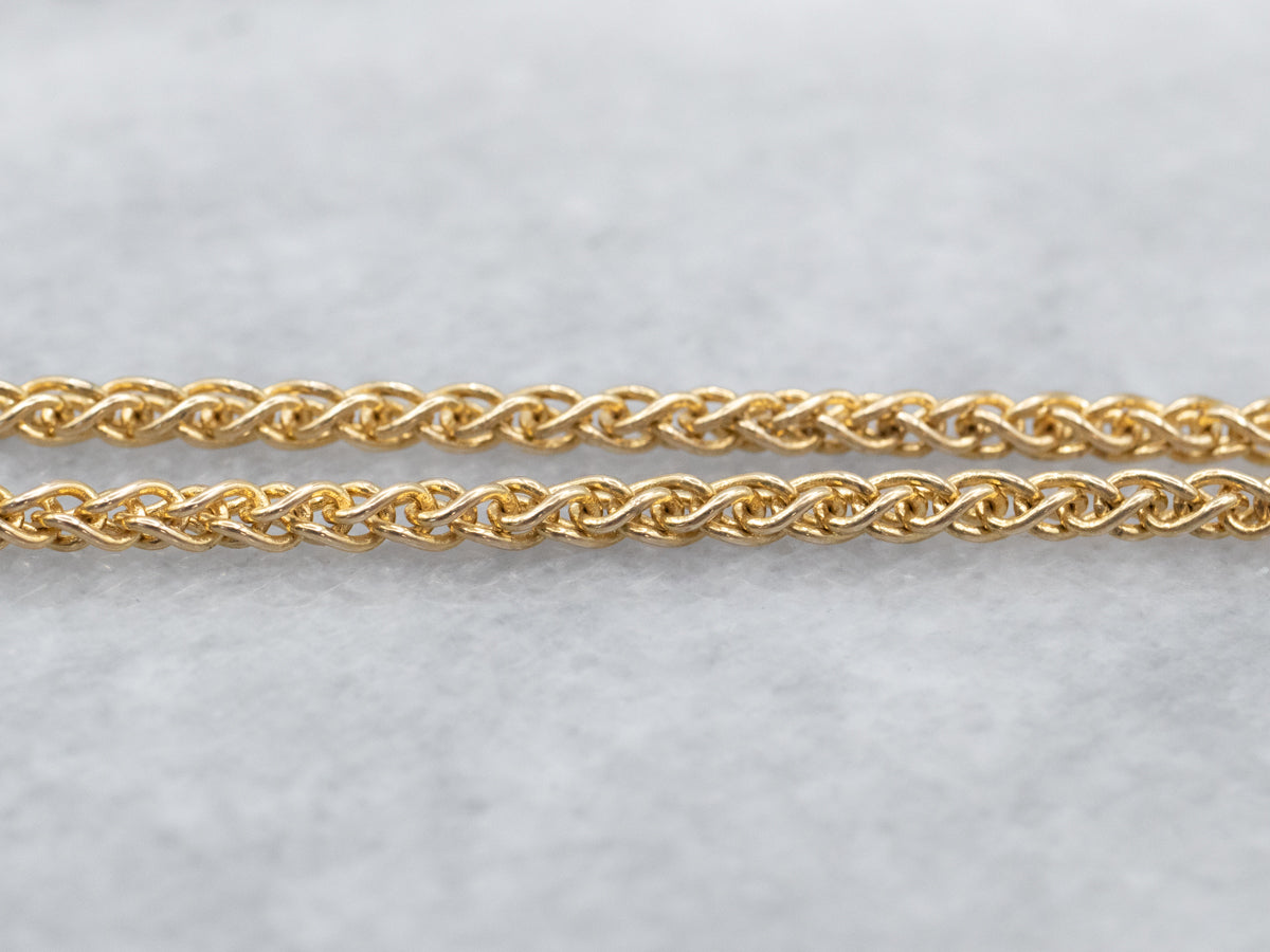 Woven Yellow Gold Wheat Chain