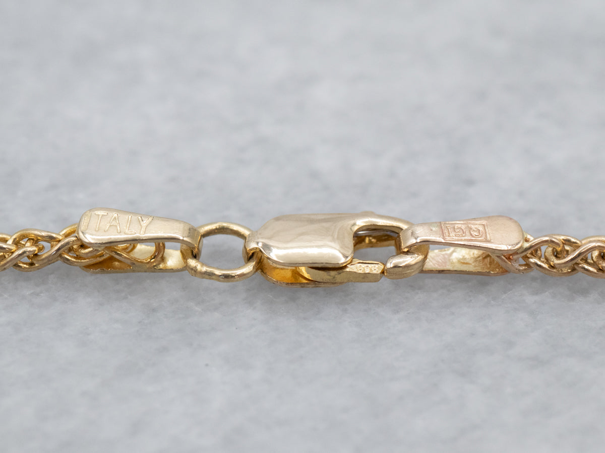 Woven Yellow Gold Wheat Chain