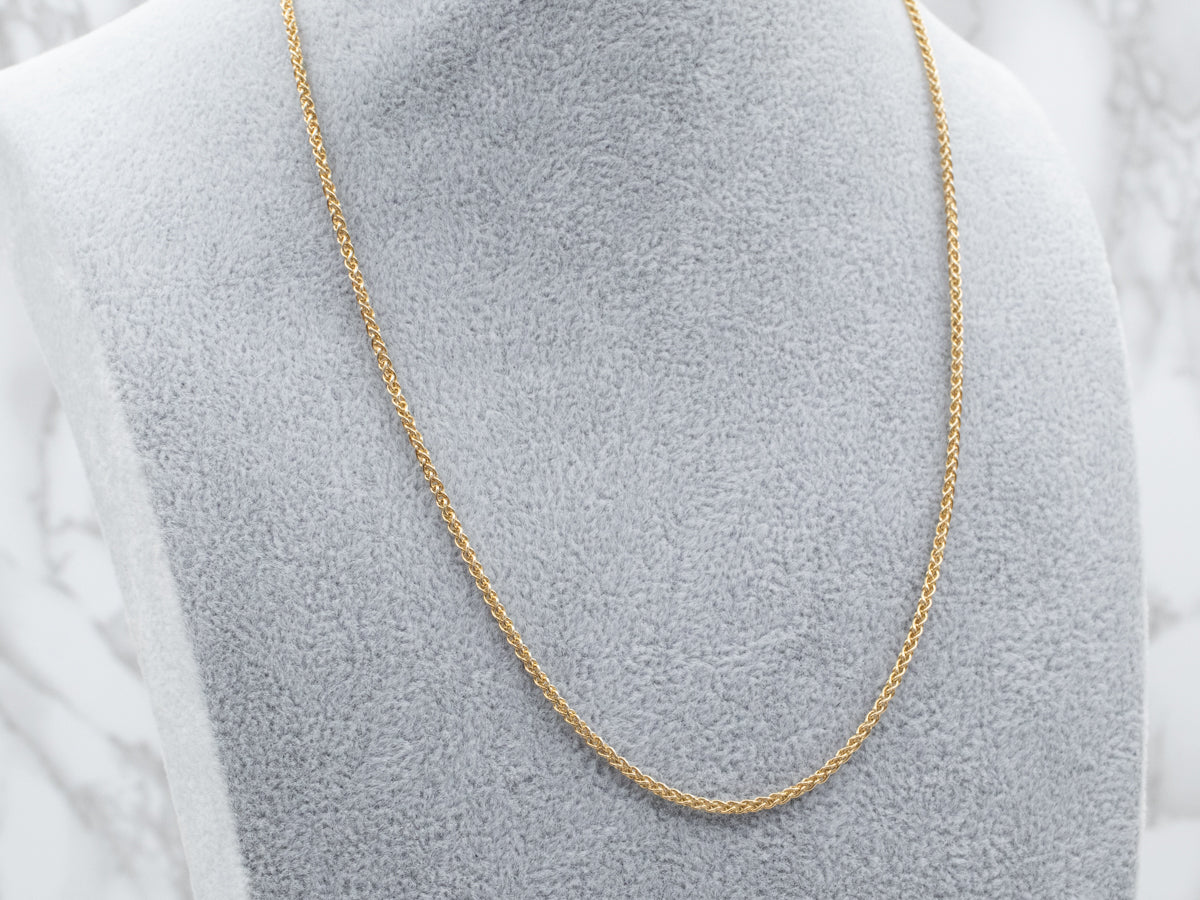 Woven Yellow Gold Wheat Chain