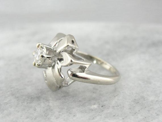 Retro Cocktail Diamond Ring with Sweeping Curves