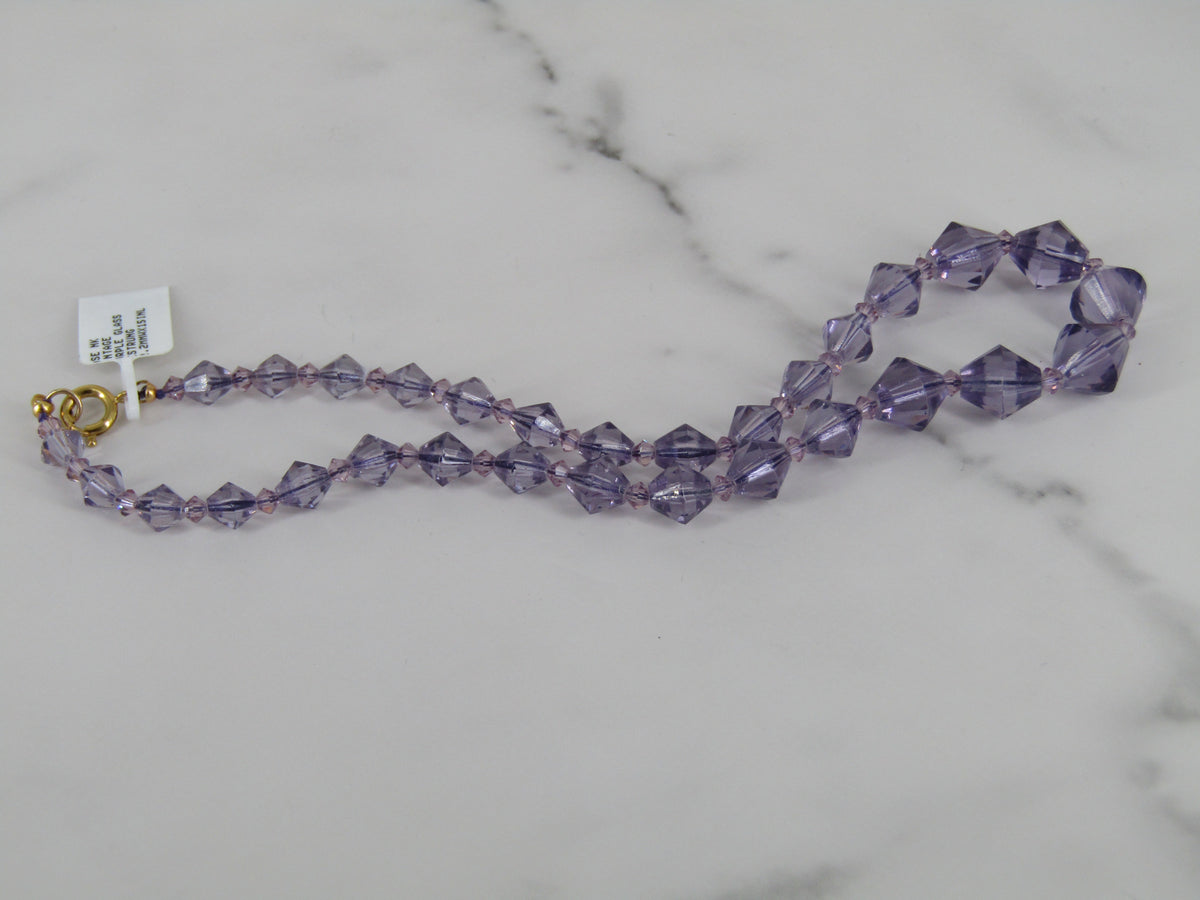 Purple Glass Bead Vintage Necklace
