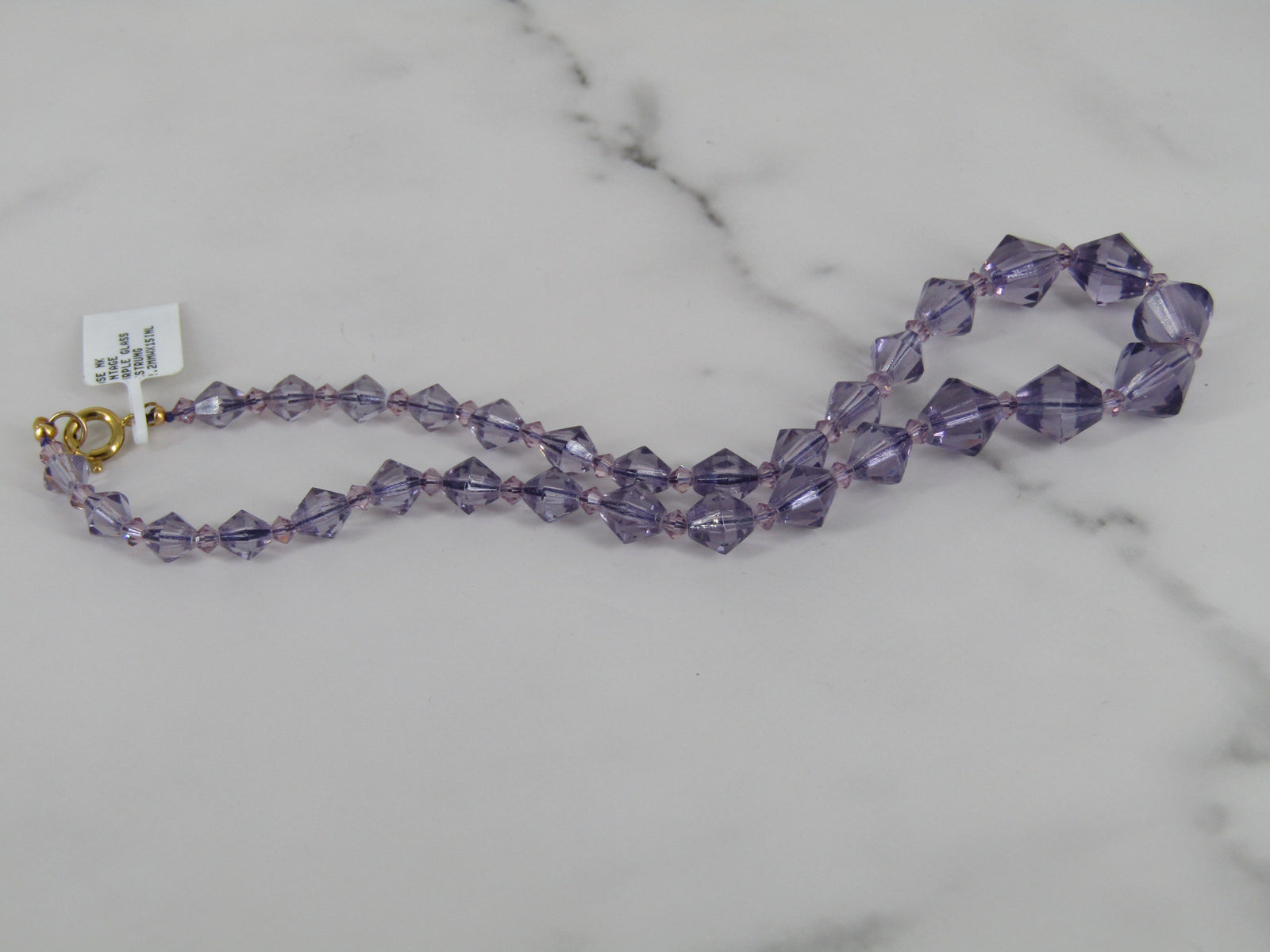 Purple Glass Bead Vintage Necklace
