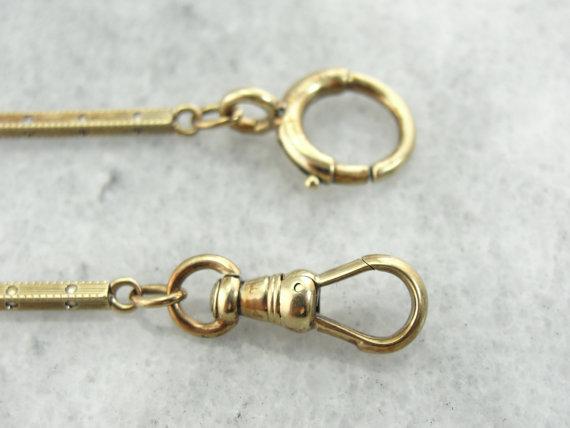 Cadena de reloj de bolsillo de la era retro de oro de 14 quilates