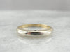 Art Carved Wedding Band with Locking Side, Two Tone Gold